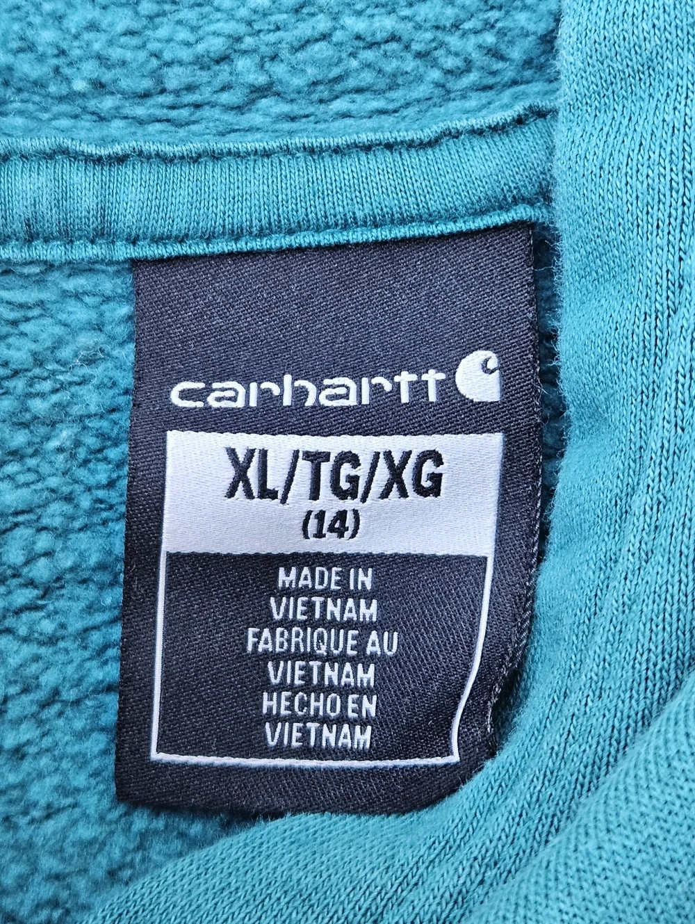 Carhartt Midweight Graphic Hoodie Teal Pullover Sweatshirt Kids Girls Size XL 14